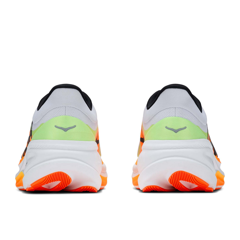 The back of a pair of HOKA Men's Clifton Pro Running Shoes in the Cosmic Grey/Black colourway.