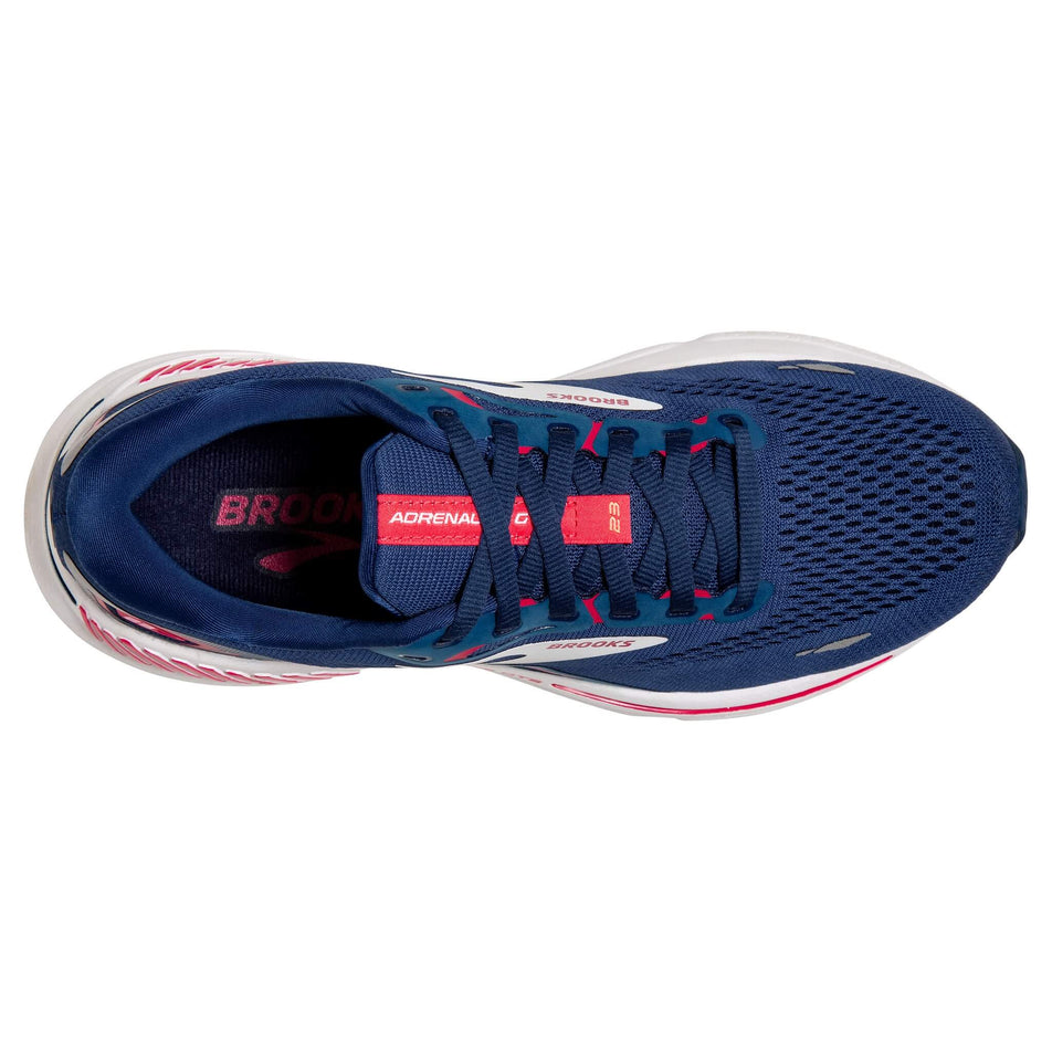The upper of the right shoe from a pair of Brooks Women's Adrenaline GTS 23 Running Shoes in the Blue/Raspberry/White colourway (8114241208482)