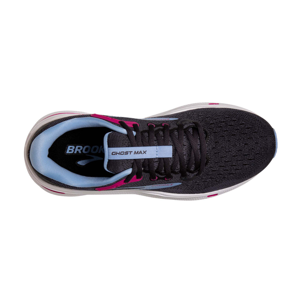 Upper of the right shoe from a pair of Brooks Women's Ghost Max Running Shoes in the Ebony/Open Air/Lilac Rose colourway (8114239045794)