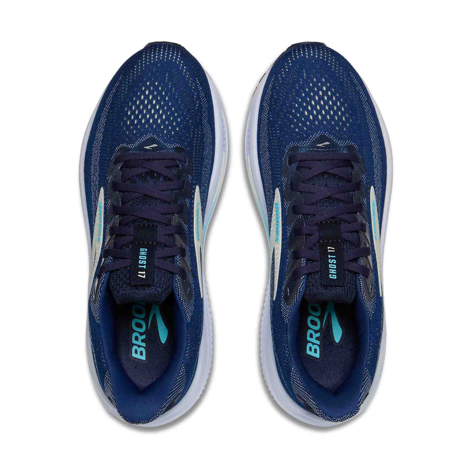 A pair of Brooks Women's Ghost 17 Running Shoes in the Navy/Green/Turquoise colourway. (8651171365026)