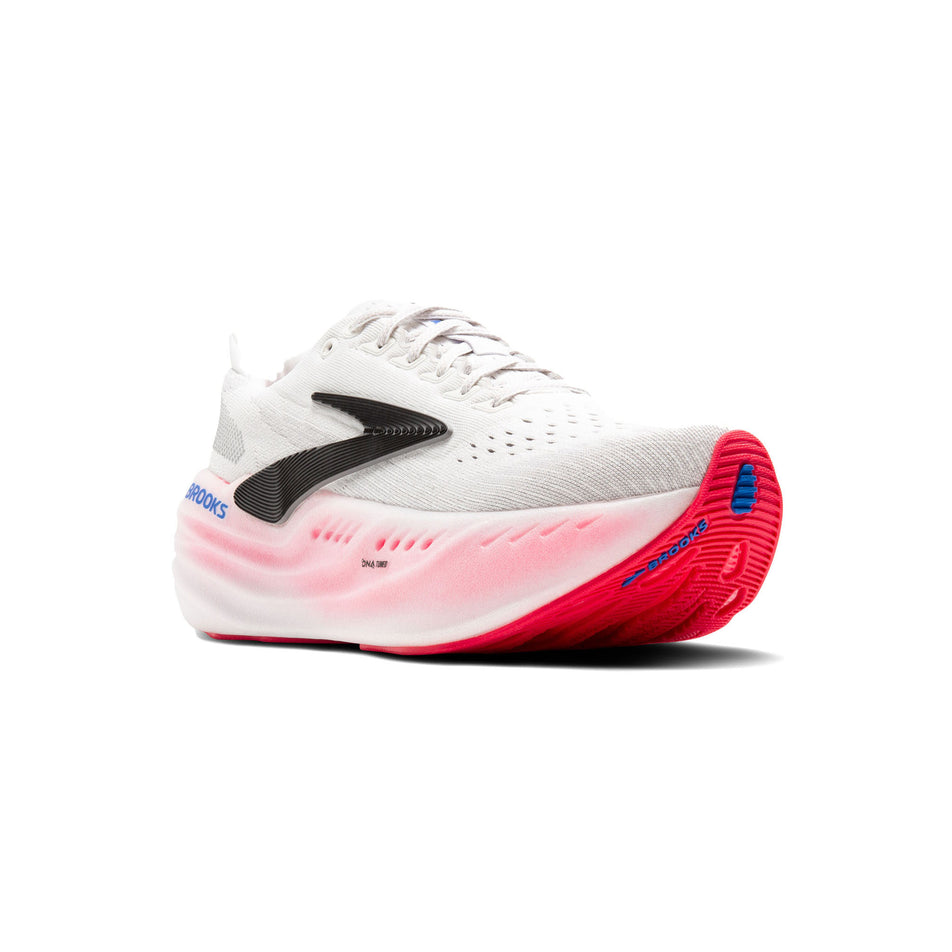 Lateral side of the right shoe from a pair of Brooks Women's Glycerin Max Running Shoes in the White/Black/Diva Pink colourway. (8500146667682)