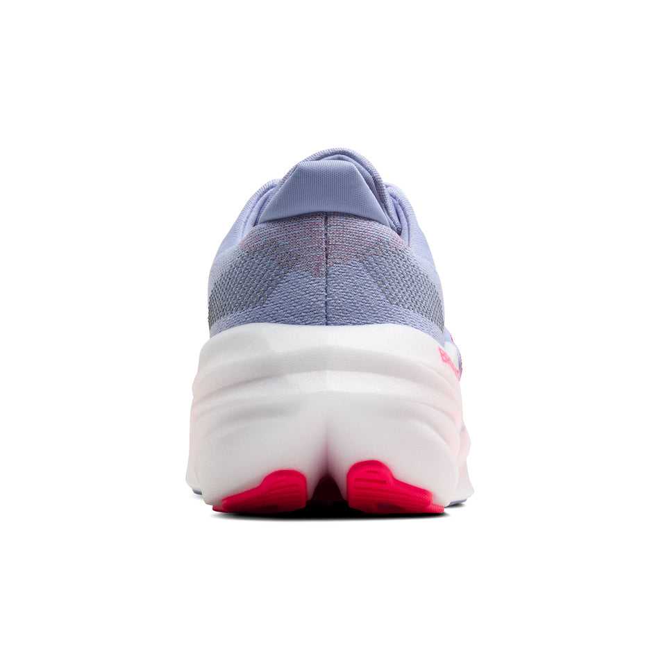 The back of the right shoe from a pair of Brooks Women's Glycerin Max Running Shoes in the Blue Heron/Diva Pink/White colourway. (8651071783074)