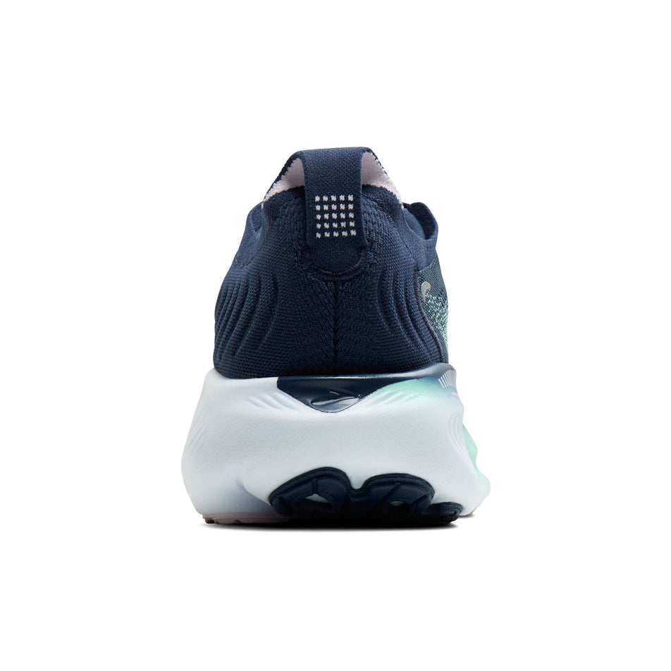 The back of the right shoe from a pair of Brooks Women's Adrenaline GTS 25 Running Shoes in the Spellbound/Yucca/Pink colourway.