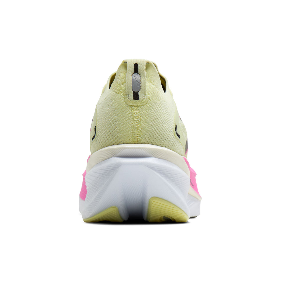 The back of the right shoe from a pair of Brooks Women's Hyperion Max 3 Running Shoes in the Luminary/Cyber Pink/Black colourway.