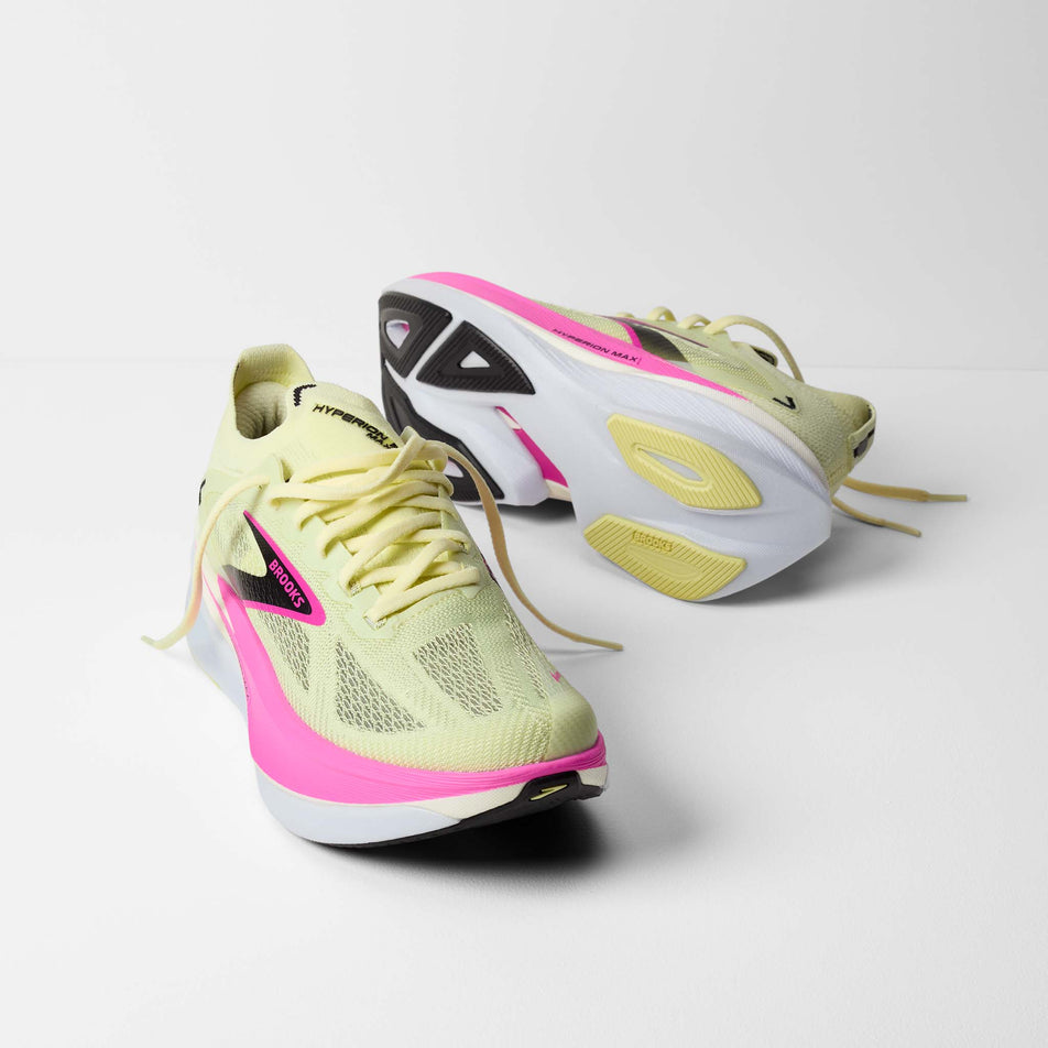 A pair of Brooks Women's Hyperion Max 3 Running Shoes in the Luminary/Cyber Pink/Black colourway.