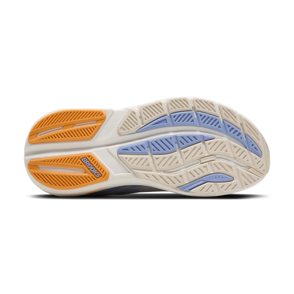 The outsole of the right shoe from a pair of Brooks Women's Ghost Max 3 Running Shoes in the Coconut/Blue Heron/Orange colourway. (8655731720354)