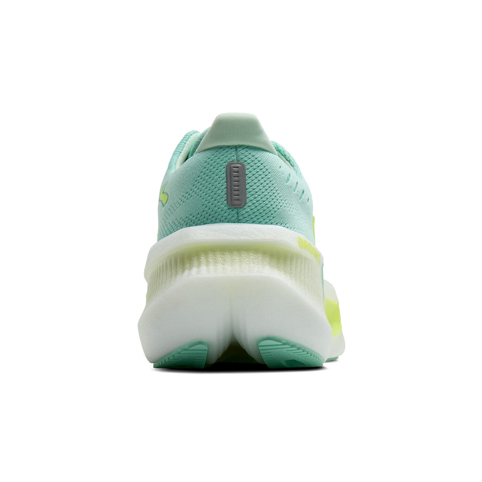 The back of the right shoe from a pair of Brooks Women's Glycerin Max 2 Running Shoes in the Yucca/Nightlife/White colourway.