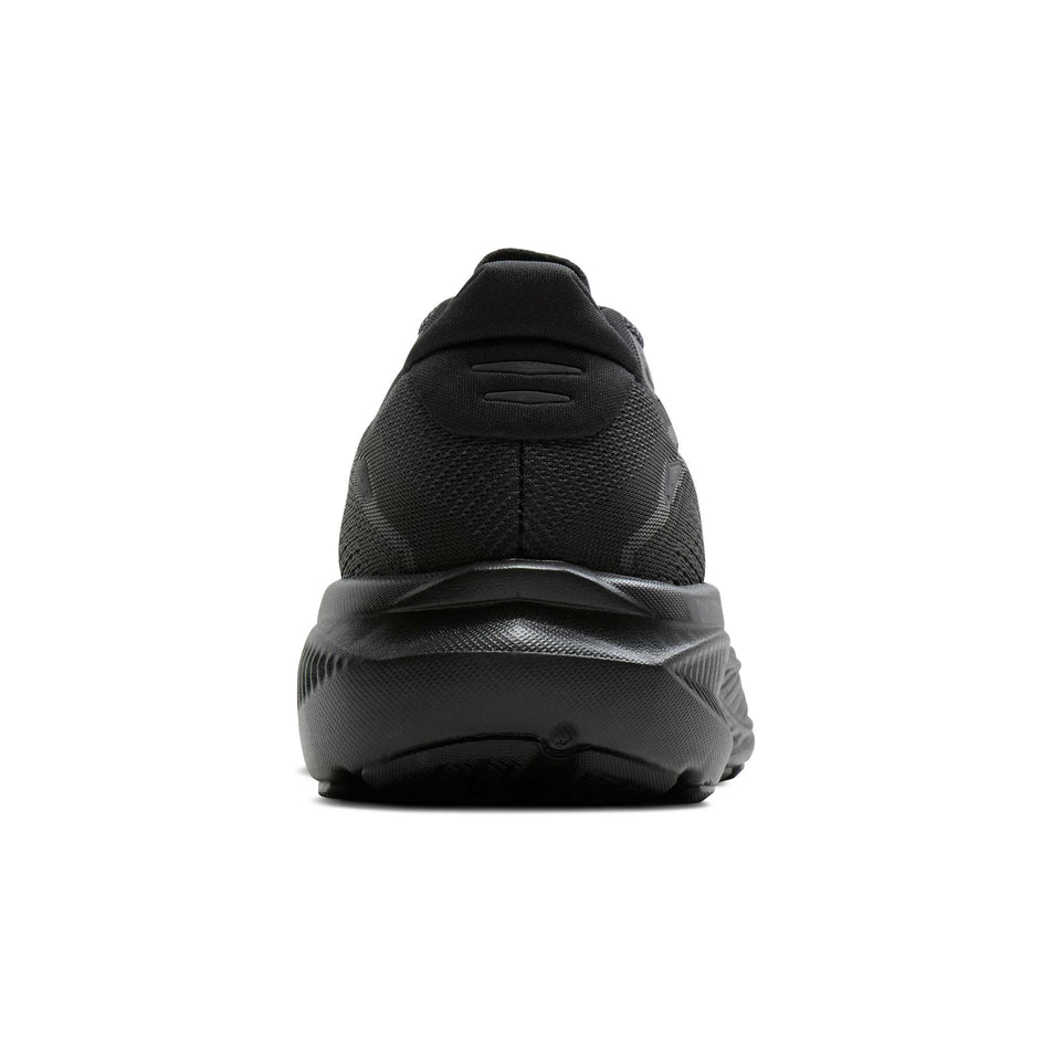 The back of the right shoe from a pair of Brooks Women's Ghost 18 Running Shoes in the Black/Black/Ebony colourway.