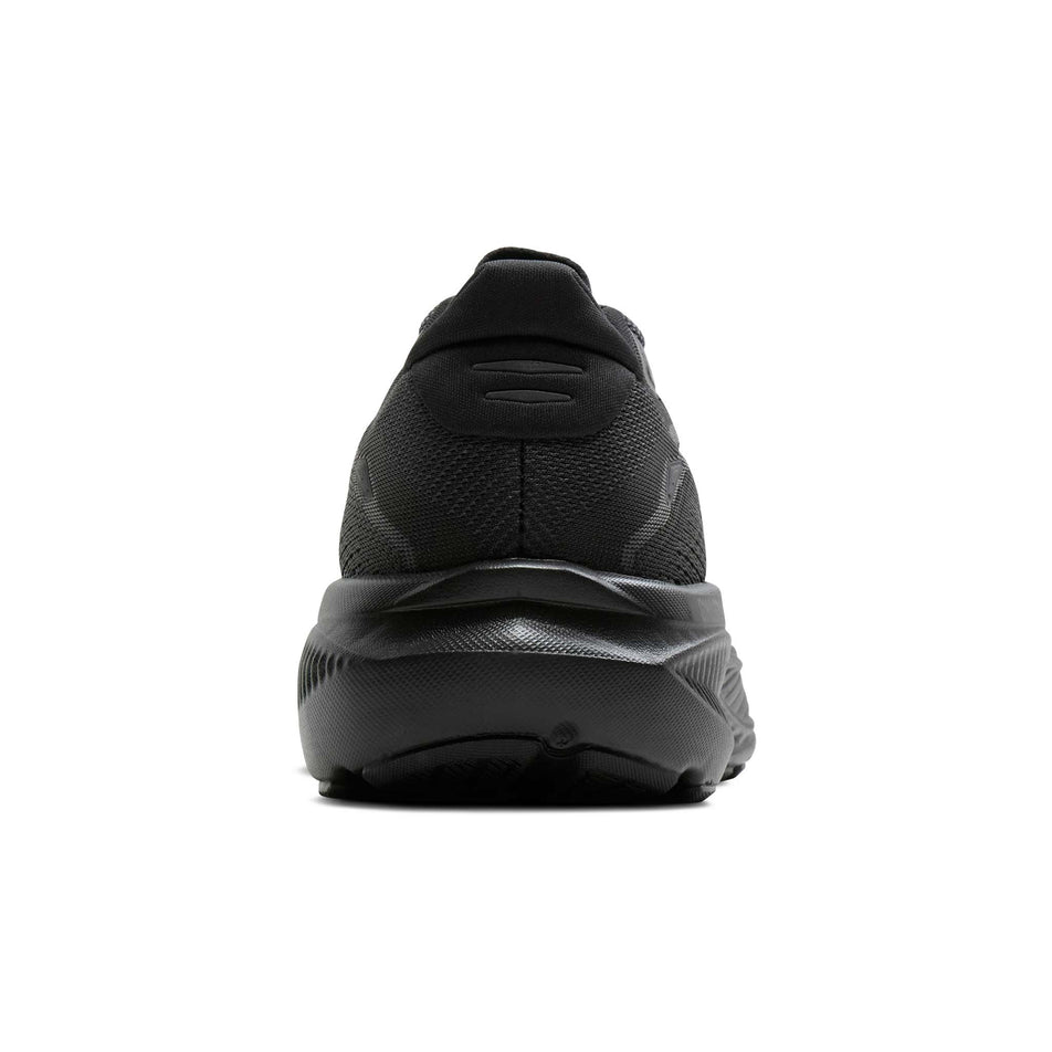 The back of the right shoe from a pair of Brooks Women's Ghost 18 1D Running Shoes in the Black/Black/Ebony colourway.