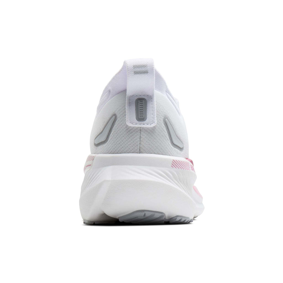 The back of the right shoe from a pair of Brooks Women's Glycerin GTS 23 Running Shoes in the White/Harbor Mist/Metallic colourway.