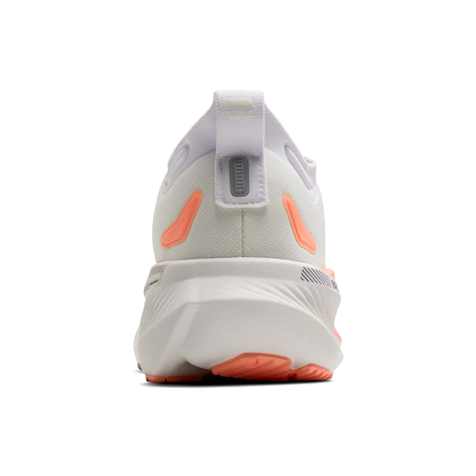 The back of the right shoe from a pair of Brooks Women's Glycerin GTS 23 Running Shoes in the White/Mulled Grape/Clear colourway.