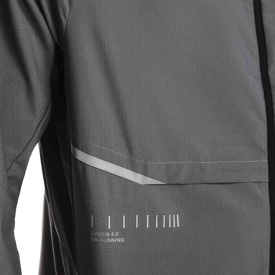 Close-up view of the fabric on the On Men's Weather Jacket Lumos in the Eclipse colourway. (8790125510818)