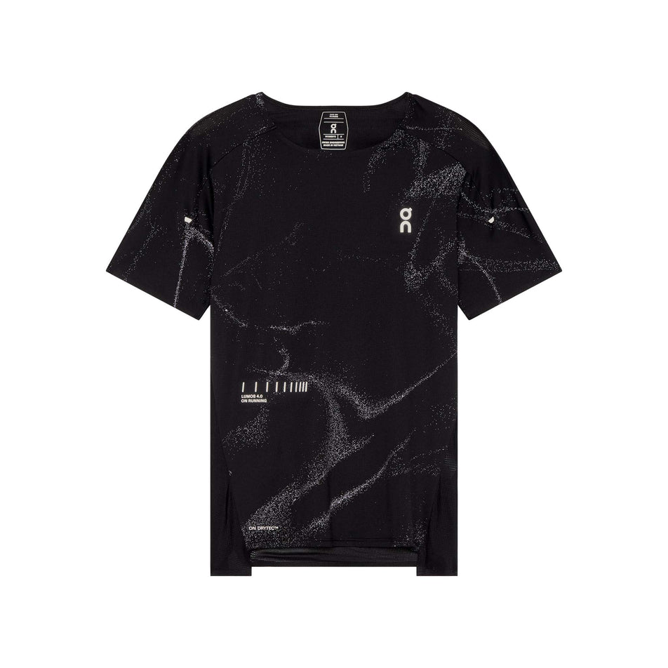 Front view of the On Women's Performance-T Lumos in the Black colourway. (8790019342498)