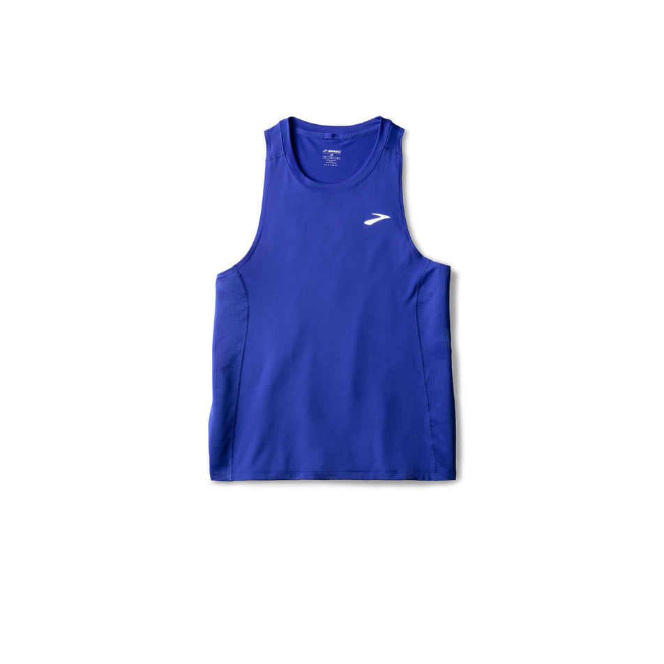 Front view of the Brooks Men's Atmosphere Singlet 3.0 in the Neo Blue colourway. (8574744297634)