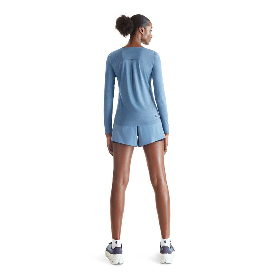 Back view of a model wearing an On Women's Performance Long-T in the Stellar colourway (8003477209250)