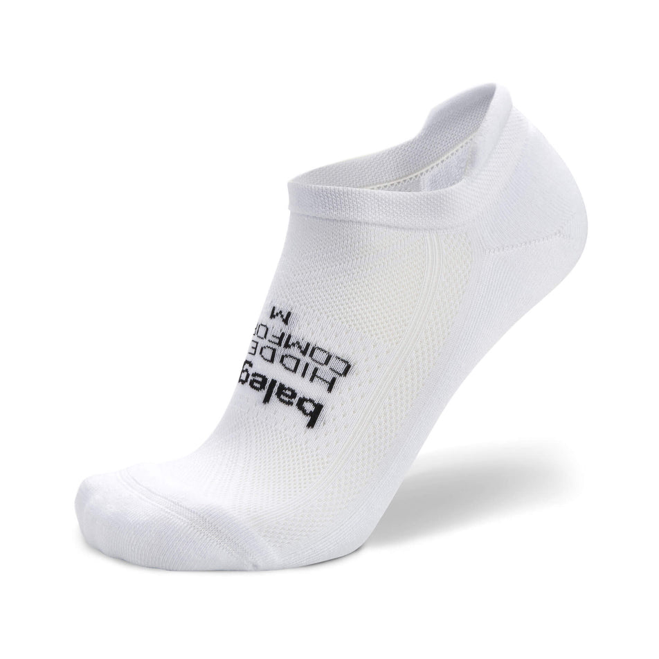 The left sock from a pair of Balega Unisex Hidden Comfort Running Socks in the White colourway (7164036677794)