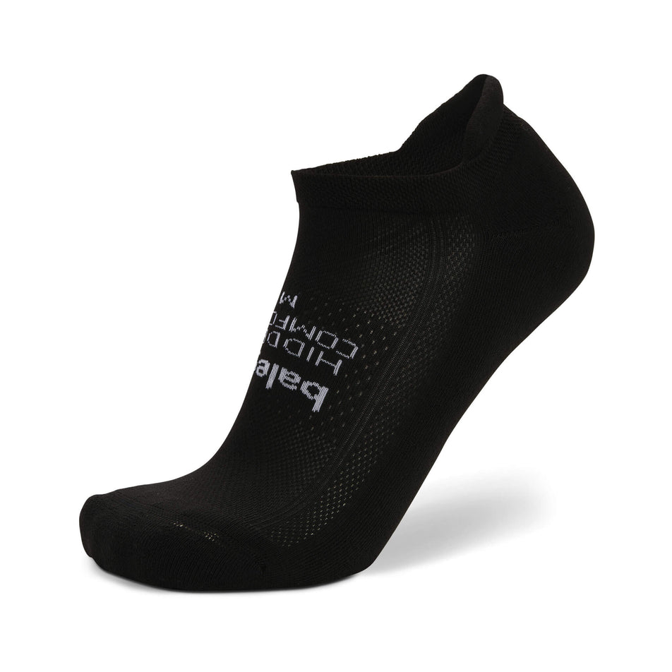 The left sock from a pair of Balega Unisex Hidden Comfort Running Socks in the Black colourway (7164048343202)