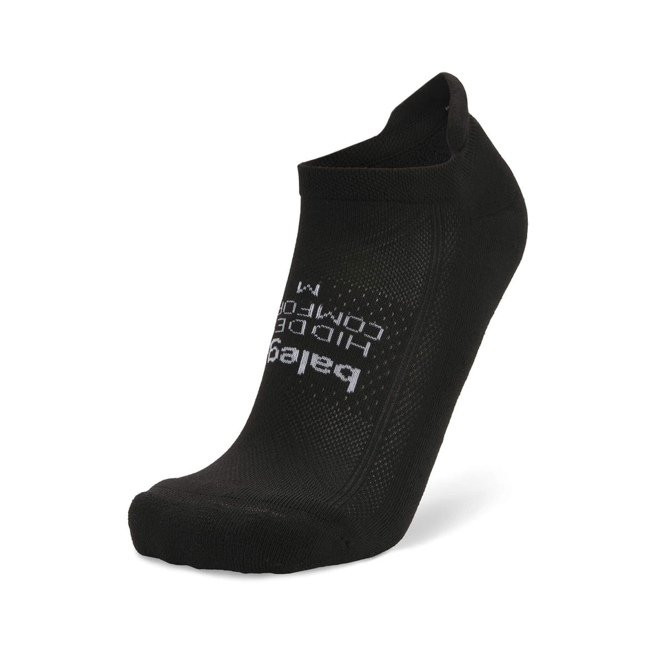 The left sock from a pair of Balega Unisex Hidden Comfort Running Socks in the Black colourway (7164048343202)