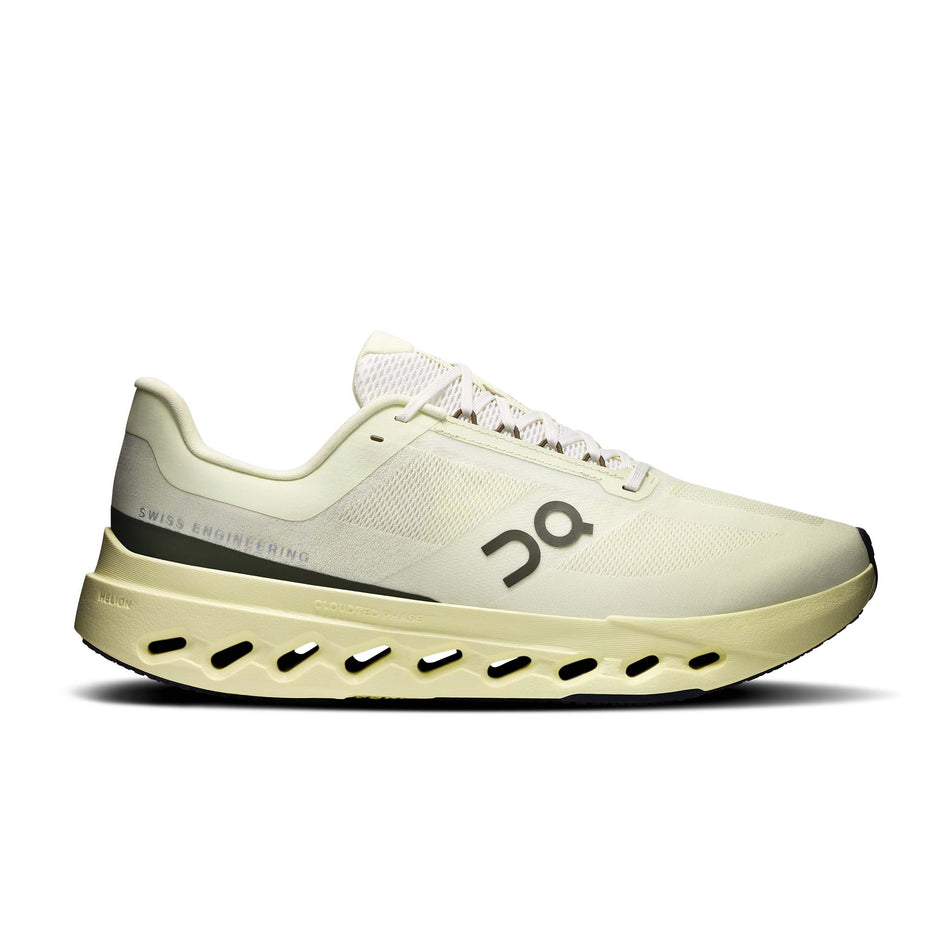Lateral view of the right shoe from a pair of On Men's Cloudsurfer Next Running Shoes in the Seedling/Seedling colourway.