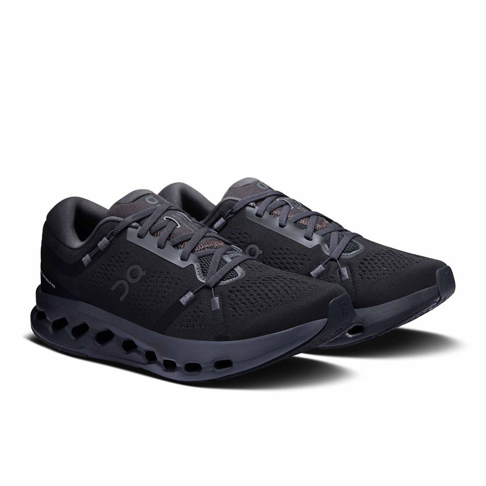 A pair of On Men's Cloudsurfer 2 Running Shoes in the Black/Black colourway. (8577823441058)