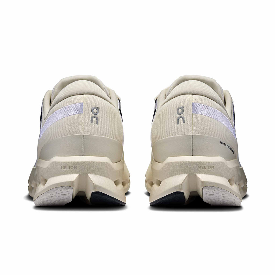The back of a pair of On Men's Cloudsurfer 2 Running Shoes in the Ivory/Ivory colourway. (8577826095266)
