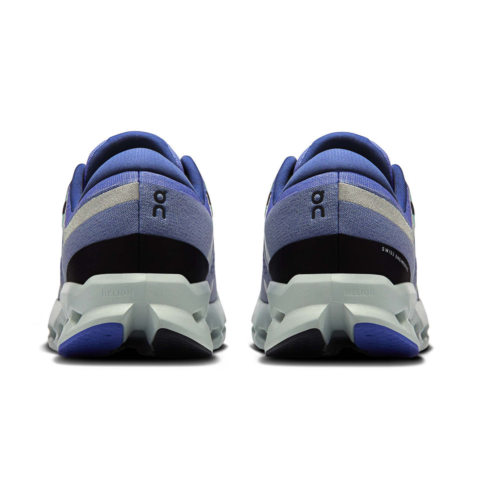 The back of a pair of On Men's Cloudsurfer 2 Running Shoes in the Sailor/Ivory colourway.