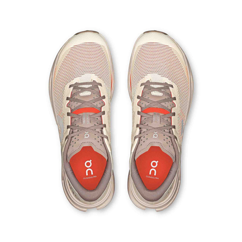 The uppers of a pair of On Men's Cloudultra 3 Running Shoes in the Cinder/Pearl colourway. (8714511515810)