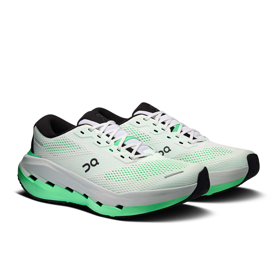 A pair of On Men's Cloudrunner Max Running Shoes in the White/Verdite colourway.