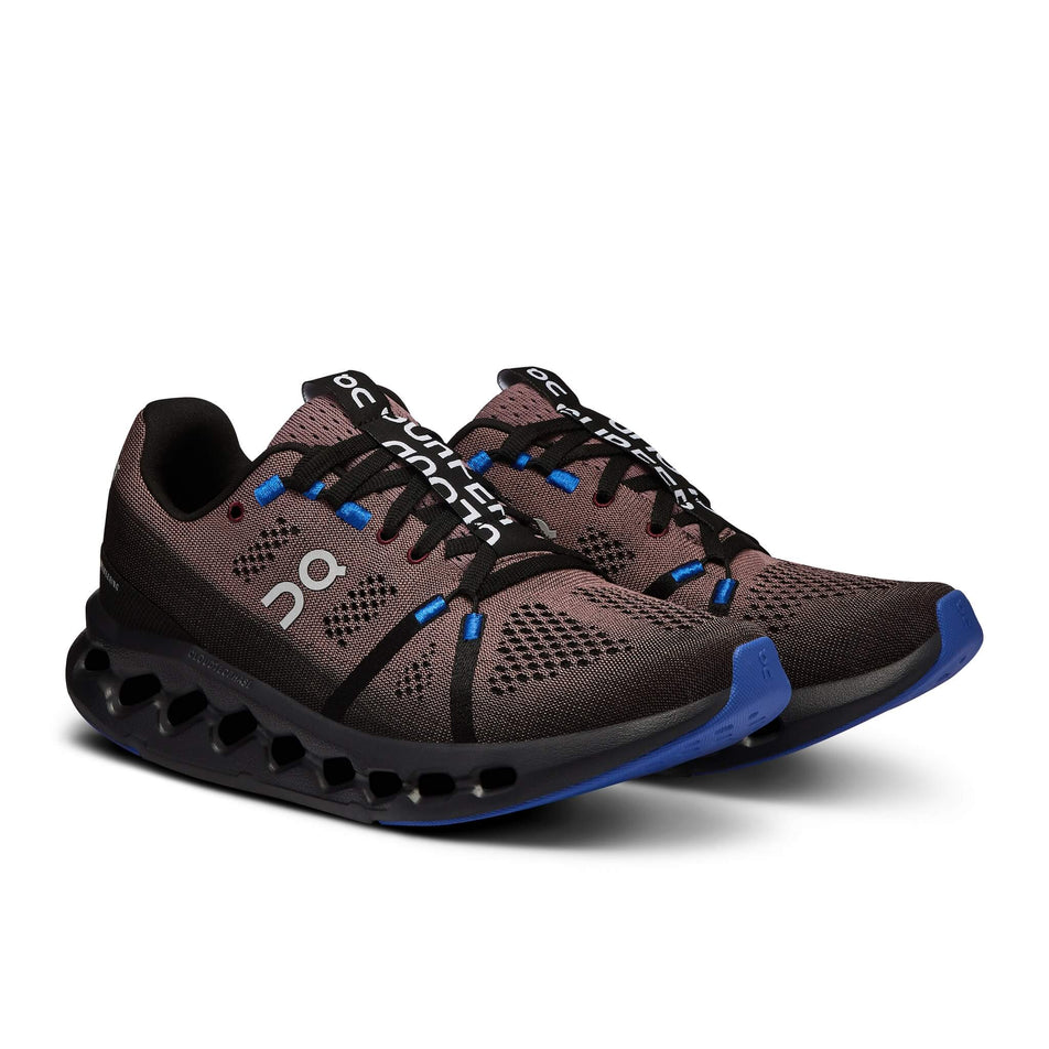 A pair of On Women's Cloudsurfer Running Shoes in the Black/Cobalt colourway (8132660330658)