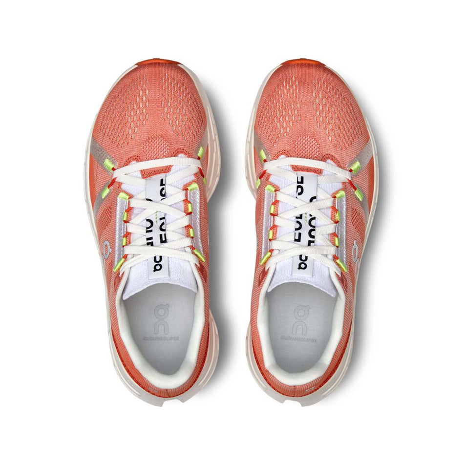 The uppers on a pair of On Women's Cloudeclipse Running Shoes in the Flame/Ivory colourway (8092558164130)