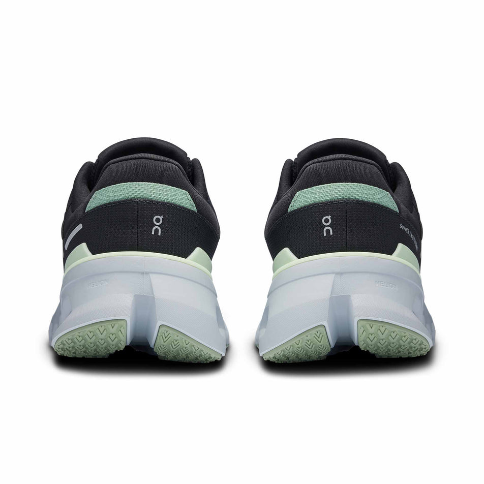 The back of a pair of On Women's Cloudrunner 2 Running Shoes in the Shadow/Lima colourway (8444668379298)