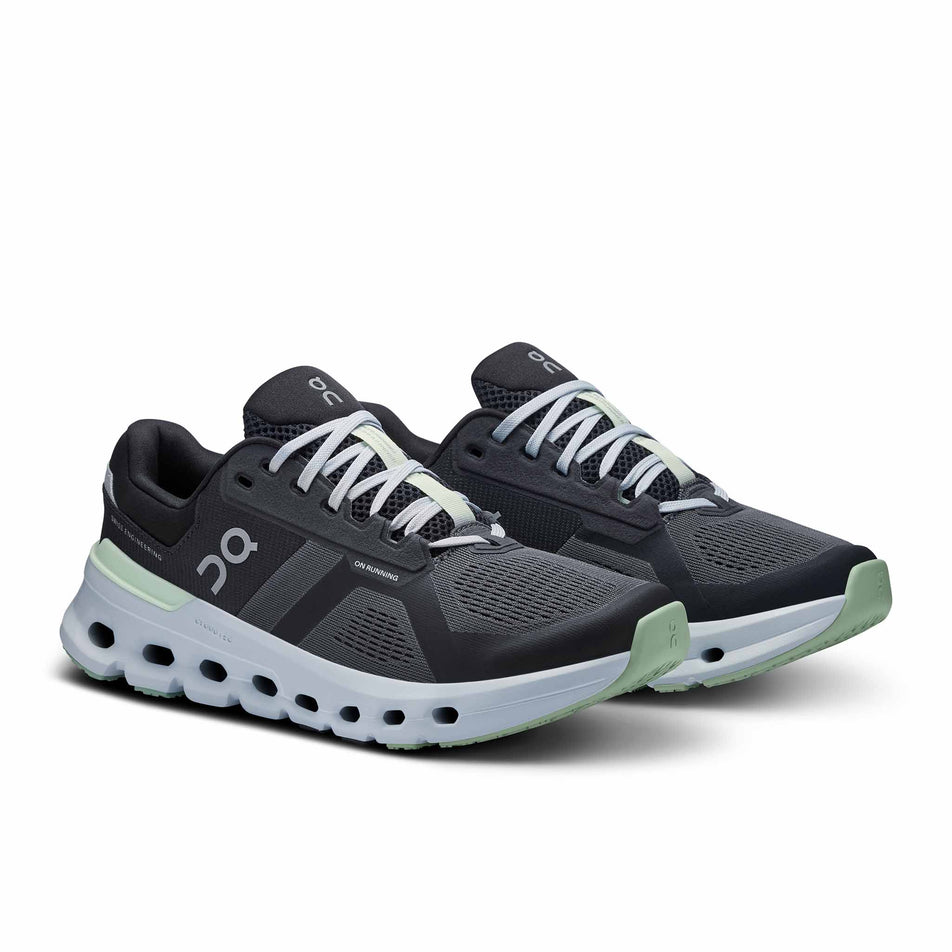 A pair of On Women's Cloudrunner 2 Running Shoes in the Shadow/Lima colourway (8444668379298)