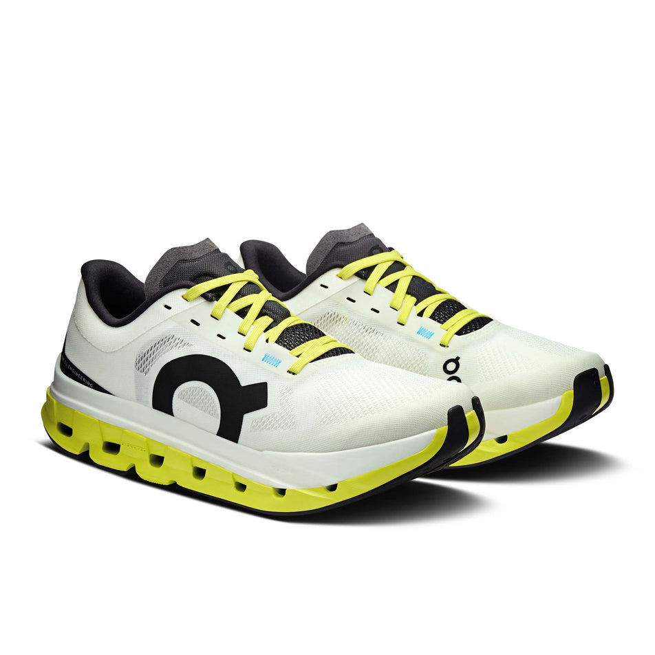 A pair of On Women's Cloudflow 5 Running Shoes in the White/Lime colourway. (8714984226978)