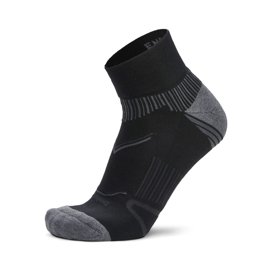 The left sock from a pair of Balega Unisex Enduro Quarter Running Socks in the Black colourway (8647830536354)