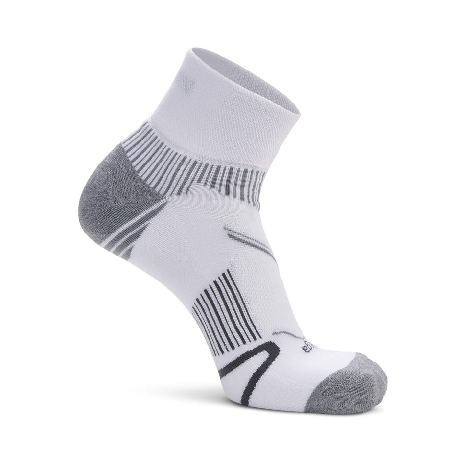 The left sock from a pair of Balega Unisex Enduro Quarter Running Socks in the White colourway (8713165439138)