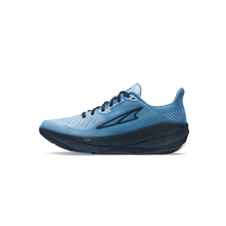 Medial side of the right shoe from a pair of Altra Women's Experience Flow Running Shoes in the Light Blue colourway (8440611537058)