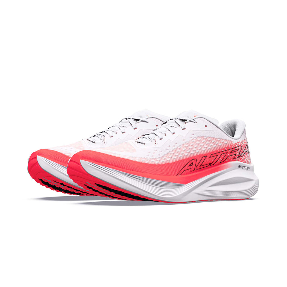 A pair of Altra Men's Vanish Tempo 2 in the White/Fiery Coral colourway.