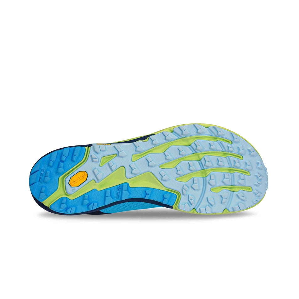 The outsole of the right shoe from a pair of Altra Men's Timp 5 Running Shoes in the Blue colourway. (8579787980962)
