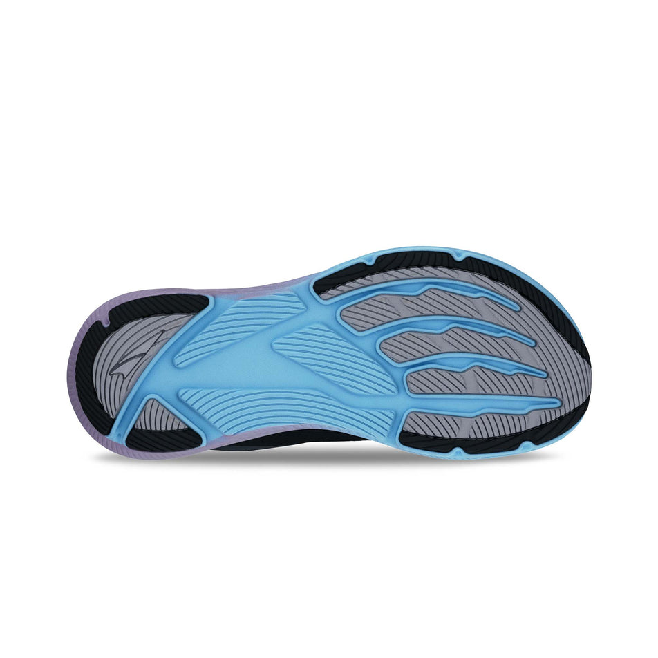 The outsole of the right shoe from a pair of Altra Women's Experience Flow 2 Running Shoes in the Black/Light Blue colourway. (8723623608482)
