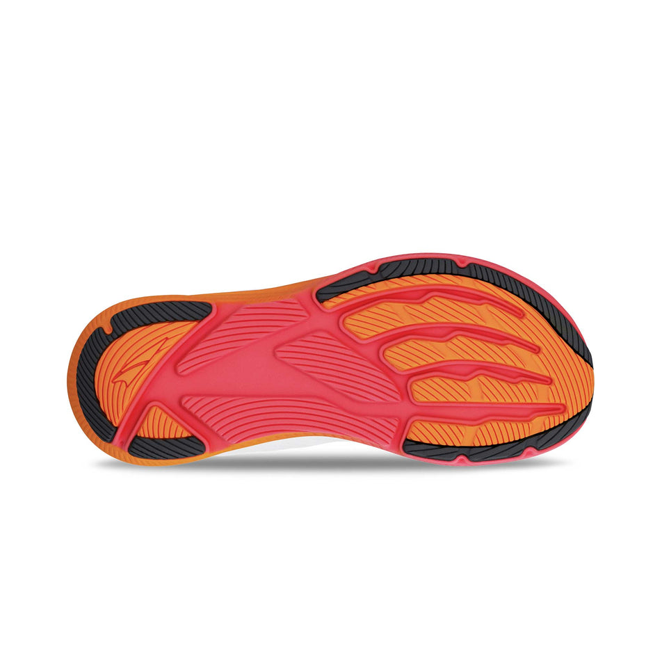 The outsole of the right shoe from a pair of Altra Women's Experience Flow 2 Running Shoes in the White/Orange colourway. (8653253148834)