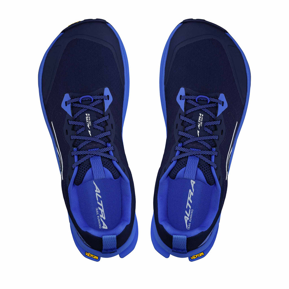 The uppers of a pair of the Altra Men's Lone Peak 9+ Running Shoes in the Dark Blue colourway. (8680038727842)