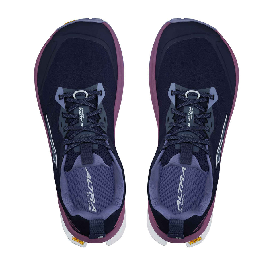 The uppers of a pair of Altra Women's Lone Peak 9+ Running Shoes in the Dark Blue colourway. (8680049868962)