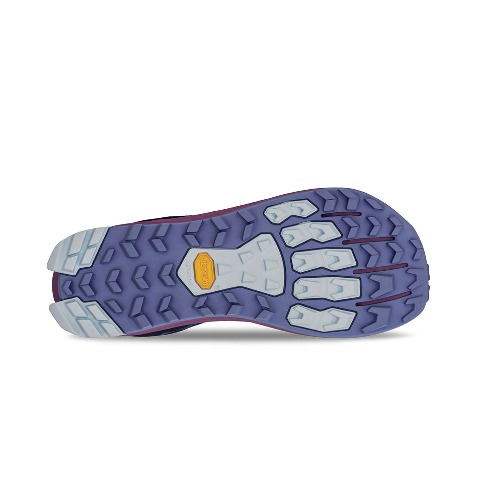 The outsole of the right shoe from a pair of Altra Women's Lone Peak 9+ Running Shoes in the Dark Blue colourway. (8680049868962)