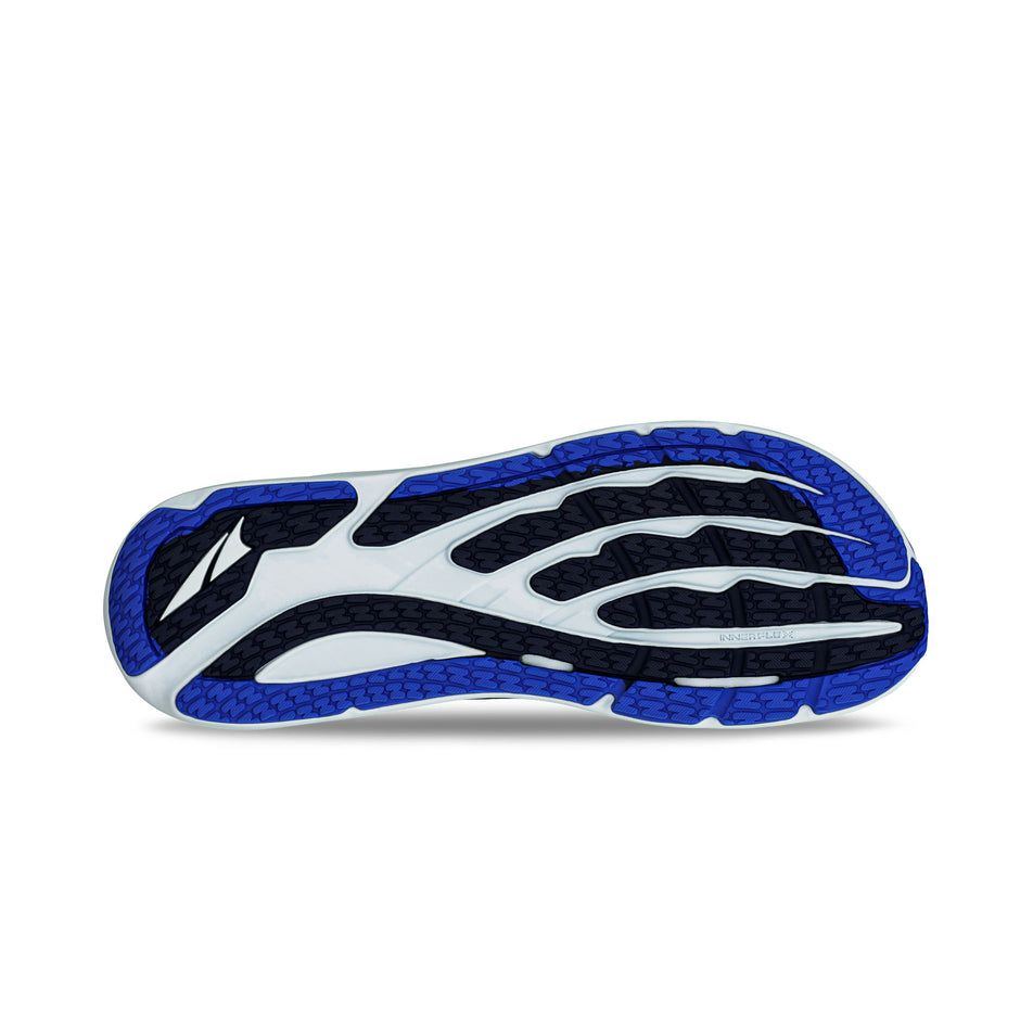 The outsole of the right shoe from a pair of Altra Men's Paradigm 8 Running Shoes in the Navy/Black colourway. (8680026800290)