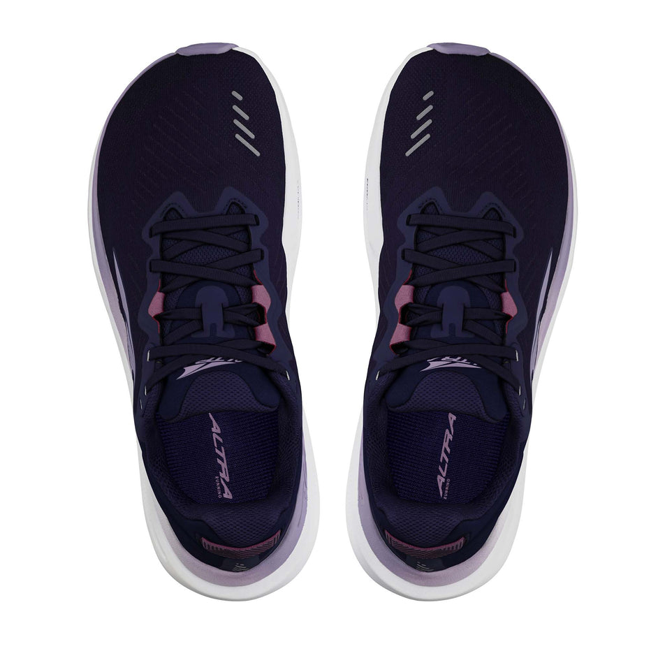 The upper of a pair of Altra Women's Paradigm 8 Running Shoes in the Navy colourway. (8680033648802)