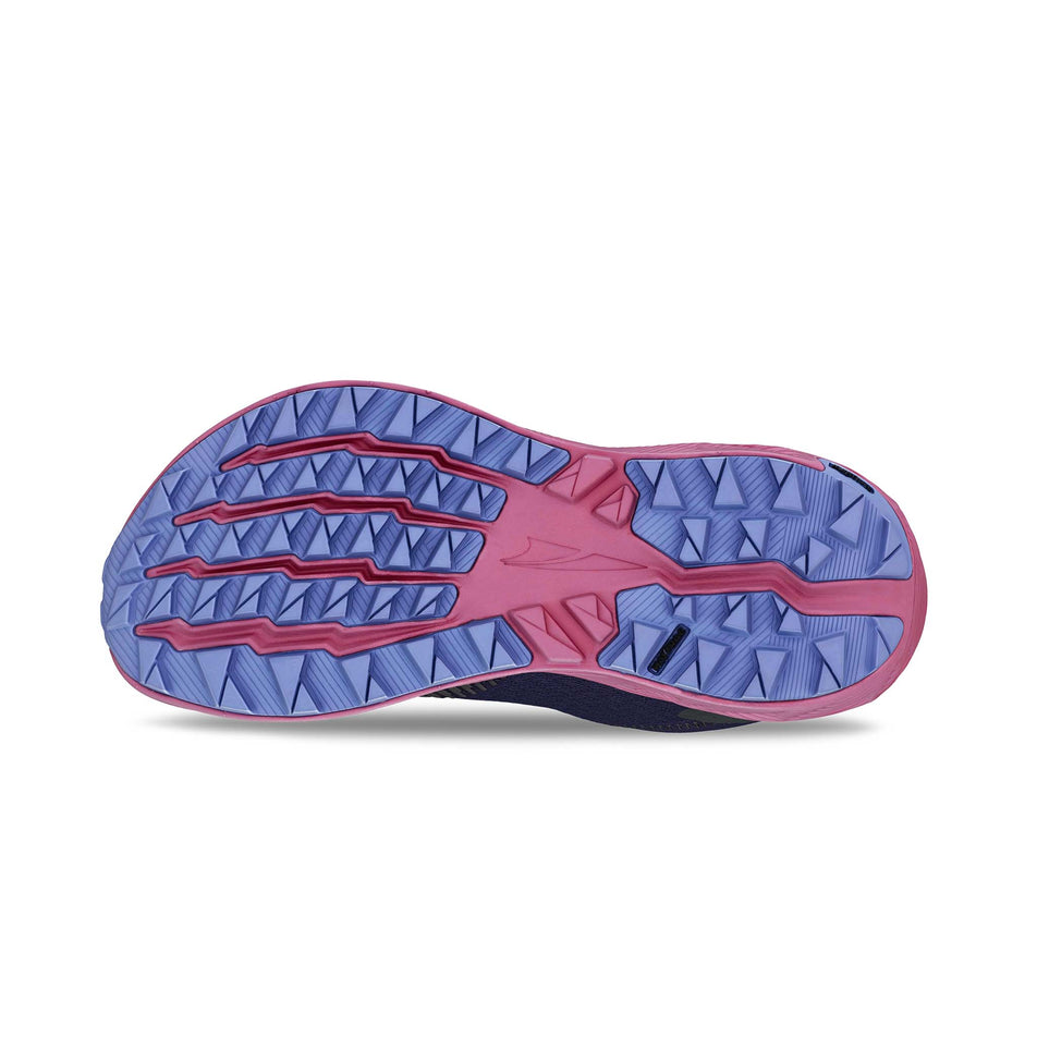 The outsole of the right shoe from a pair of Altra Women's Experience Wild 2 Running Shoes in the Navy/Black colourway. (8653261963426)