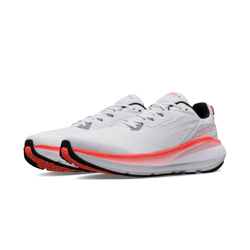 A pair of Altra Men's FWD VIA 2 Running Shoes in the White/Coral colourway.