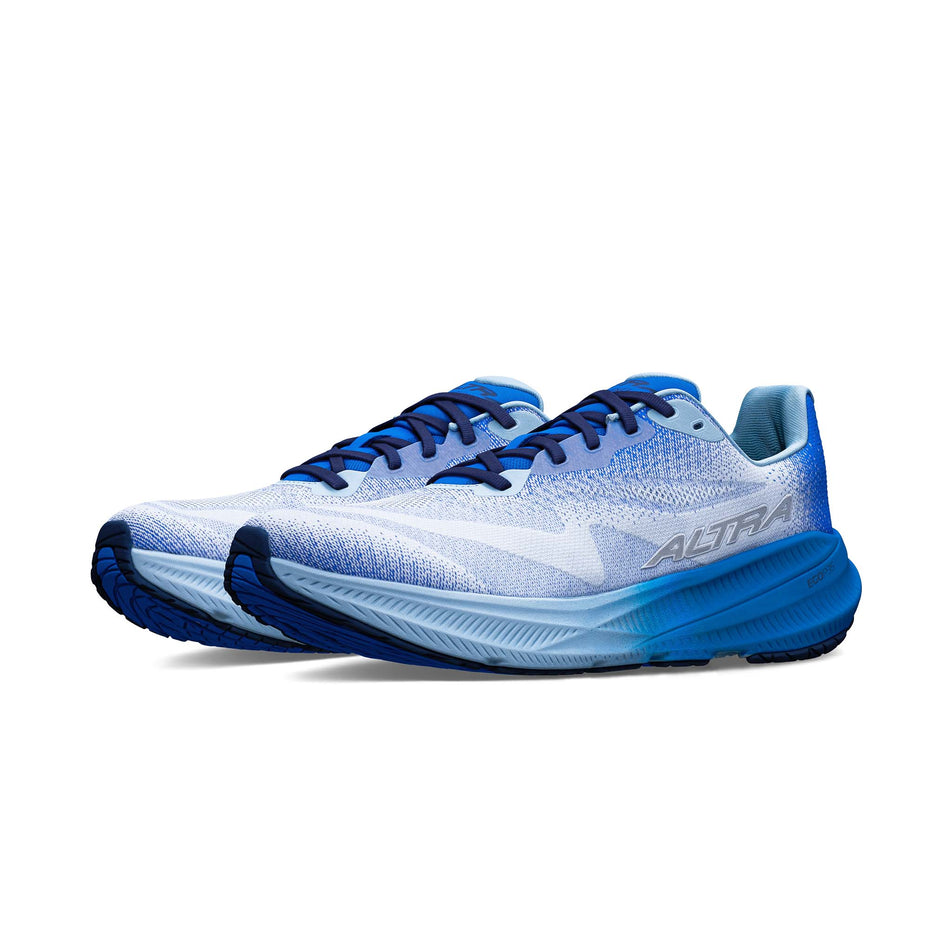 A pair of Altra Men's Experience Flow 3 Running Shoes in the Blue/Gray colourway.