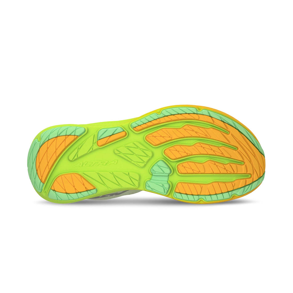 The outsole of the right shoe from a pair of Altra Women's Experience Flow 3 Running Shoes in the Gray colourway.