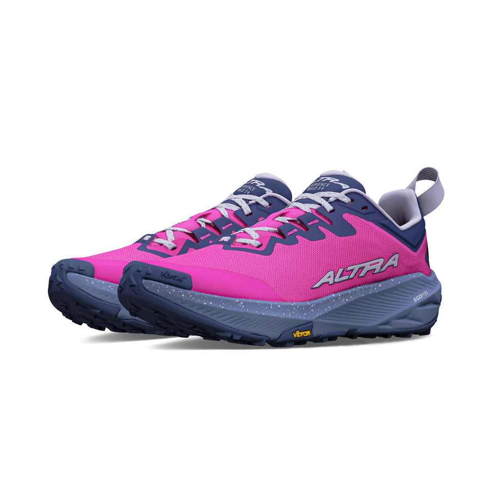 A pair of Altra Women's Experience Wild 3+ Running Shoes in the Magenta colourway.